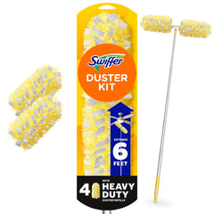 Swiffer Dusters Heavy Duty Super Extendable Handle Dusting Kit (Extension Pole, Extendable Handle, 4 Duster Refill) - 5pc