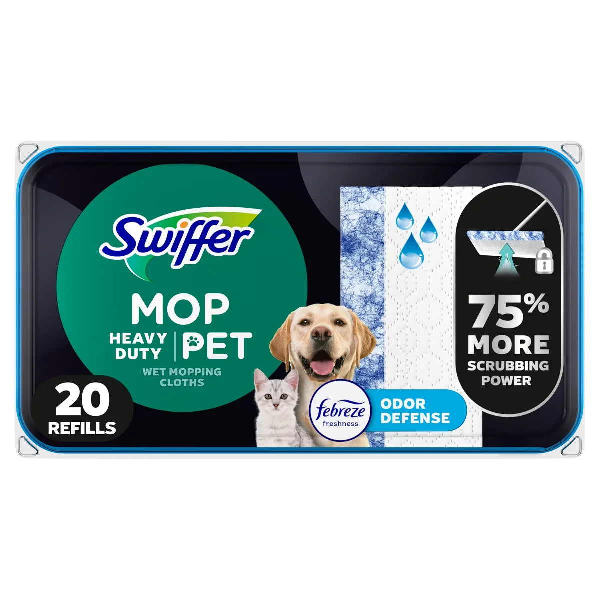 Swiffer Sweeper Pet Heavy Duty Multi-Surface Wet Cloth Refills for Floor Mopping and Cleaning - Fresh scent - 20ct