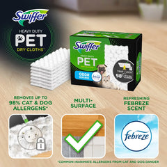 Swiffer Sweeper Pet Heavy Duty Multi-Surface Dry Cloth Refills for Floor Sweeping and Cleaning - 32ct
