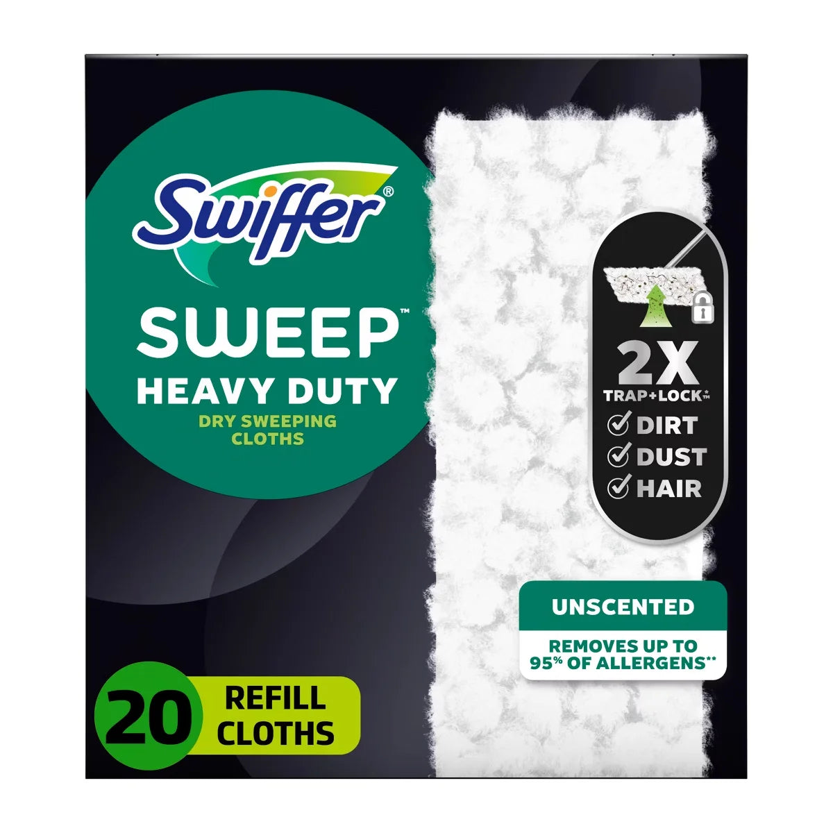 Swiffer Sweeper Heavy Duty Multi-Surface Dry Cloth Refills for Floor Sweeping and Cleaning - Unscented