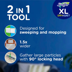 Swiffer Sweeper Dry + Wet XL Sweeping Kit (1 Sweeper, 8 Dry Cloths, 2 Wet Cloths) - 11pc