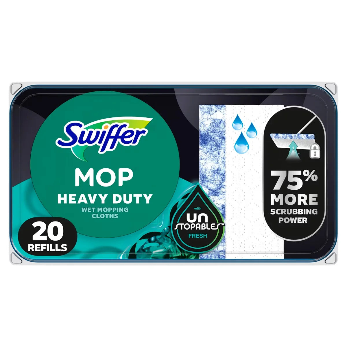 Swiffer Unstopables Fresh Heavy Duty Wet Cloths Refill - 20ct: Multipurpose Microfiber, Compatible with Swiffer Mops