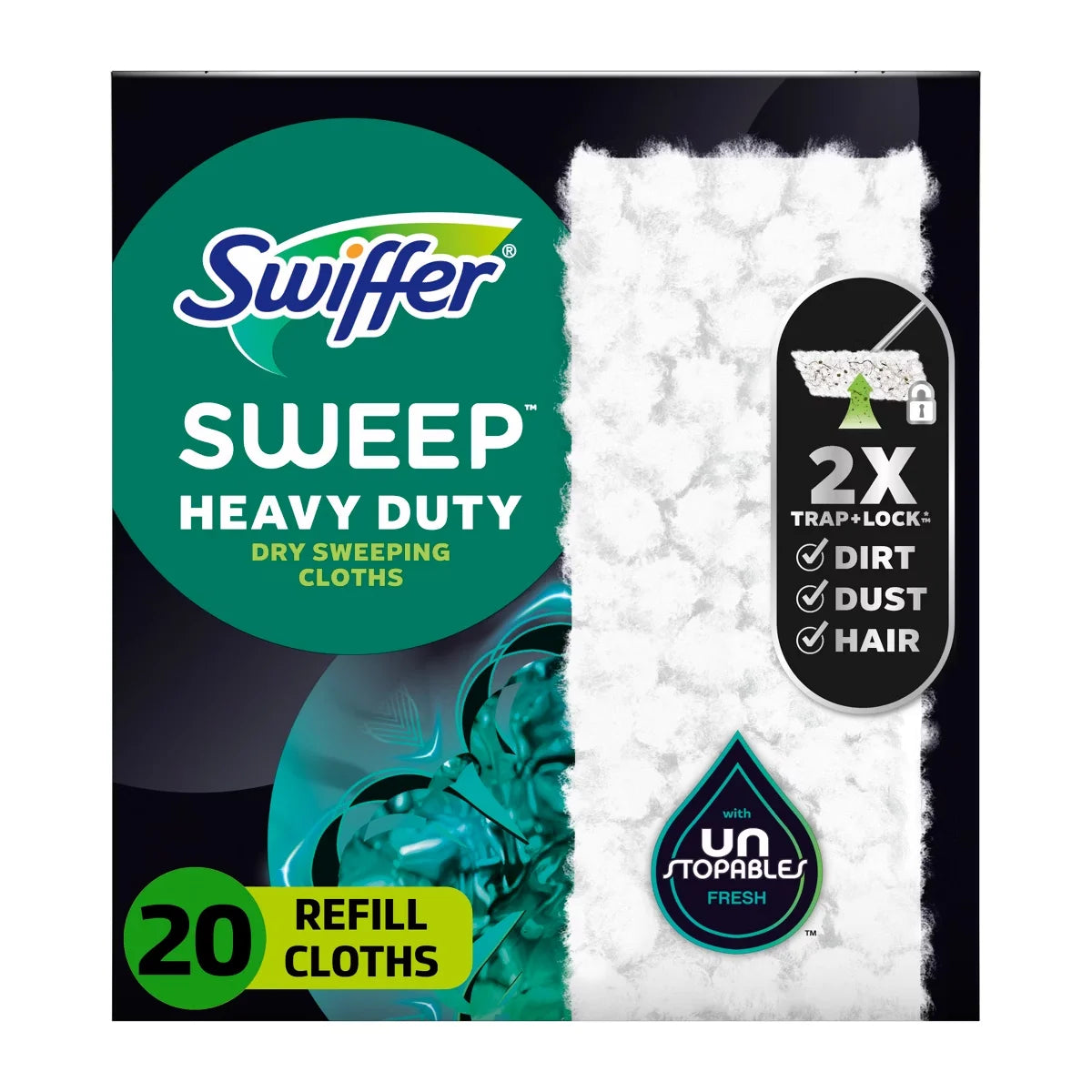 Swiffer Unstopables Fresh Heavy Duty Dry Cloths Refill - 20ct: Cotton, Multipurpose, Multi-Surface